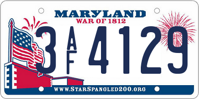 MD license plate 3AF4129