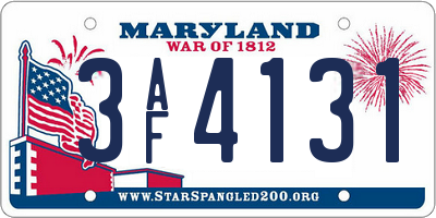 MD license plate 3AF4131