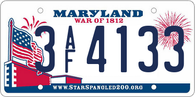MD license plate 3AF4133