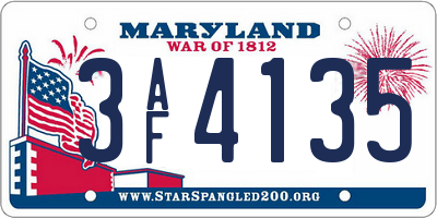 MD license plate 3AF4135