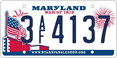 MD license plate 3AF4137