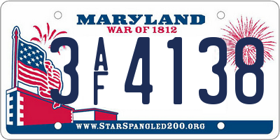 MD license plate 3AF4138