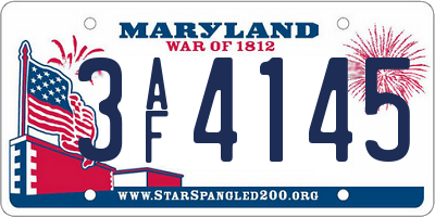 MD license plate 3AF4145