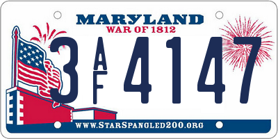 MD license plate 3AF4147
