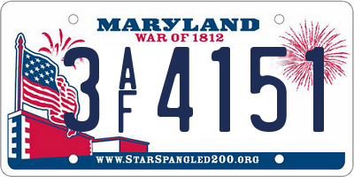 MD license plate 3AF4151