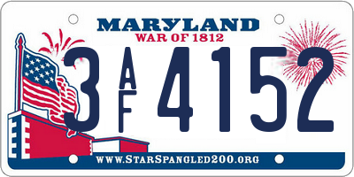 MD license plate 3AF4152