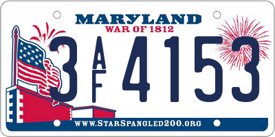 MD license plate 3AF4153