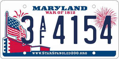 MD license plate 3AF4154