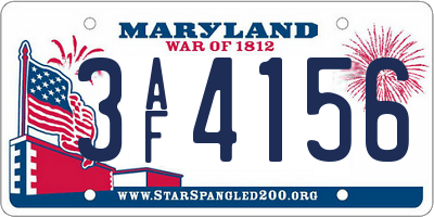 MD license plate 3AF4156