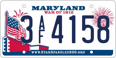 MD license plate 3AF4158