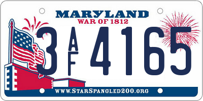 MD license plate 3AF4165