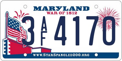MD license plate 3AF4170