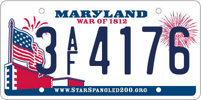 MD license plate 3AF4176
