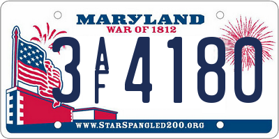 MD license plate 3AF4180