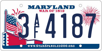 MD license plate 3AF4187