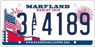 MD license plate 3AF4189