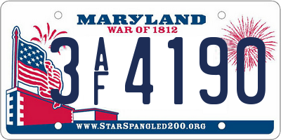 MD license plate 3AF4190