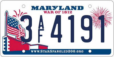 MD license plate 3AF4191