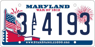 MD license plate 3AF4193