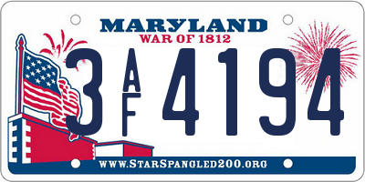 MD license plate 3AF4194