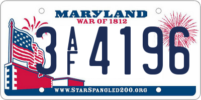 MD license plate 3AF4196