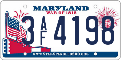MD license plate 3AF4198