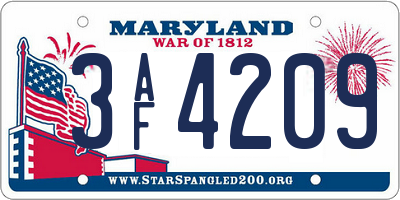 MD license plate 3AF4209