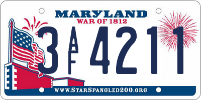 MD license plate 3AF4211