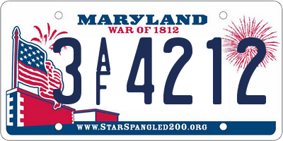 MD license plate 3AF4212