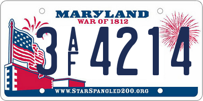 MD license plate 3AF4214