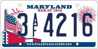 MD license plate 3AF4216