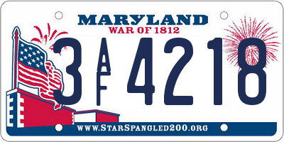 MD license plate 3AF4218
