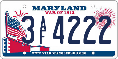 MD license plate 3AF4222