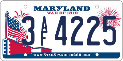 MD license plate 3AF4225