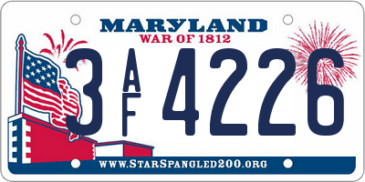 MD license plate 3AF4226