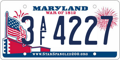MD license plate 3AF4227