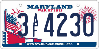 MD license plate 3AF4230
