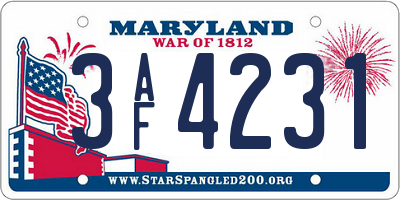 MD license plate 3AF4231