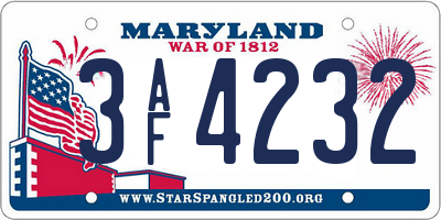 MD license plate 3AF4232