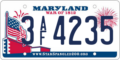 MD license plate 3AF4235