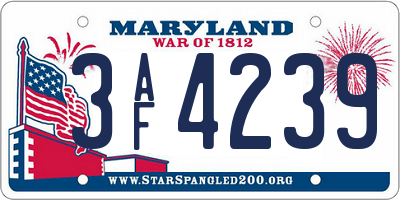 MD license plate 3AF4239