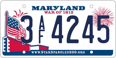 MD license plate 3AF4245