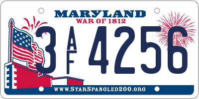 MD license plate 3AF4256