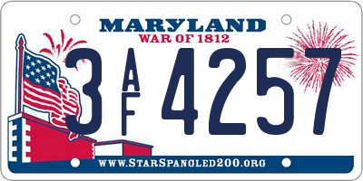 MD license plate 3AF4257