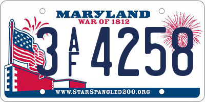 MD license plate 3AF4258