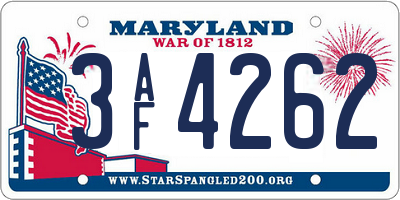 MD license plate 3AF4262