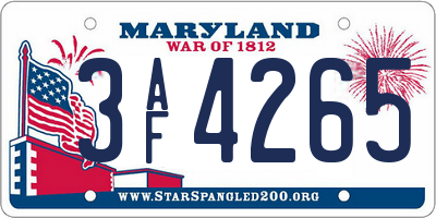 MD license plate 3AF4265