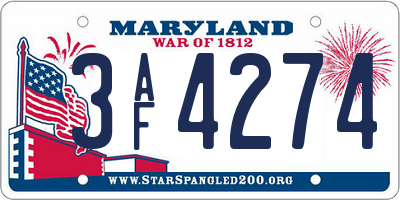 MD license plate 3AF4274