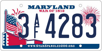 MD license plate 3AF4283