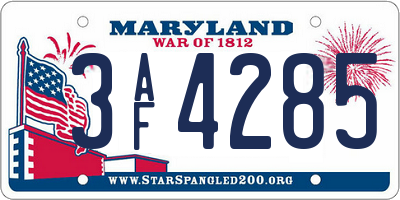 MD license plate 3AF4285